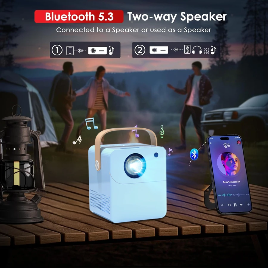 2025 New 4K Ultra HD Projector, Built in Android System, 5G WiFi Connection to Phone Screen Projection, Compact and Portable, Su