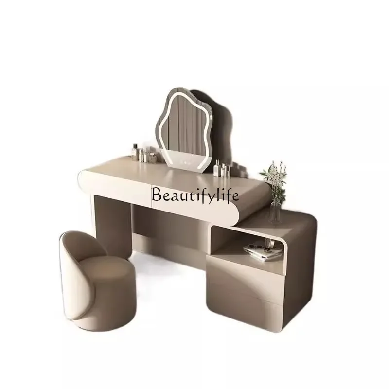 

LXSmall apartment dresser chest cabinet integrated retractable light luxury all wood dressing table