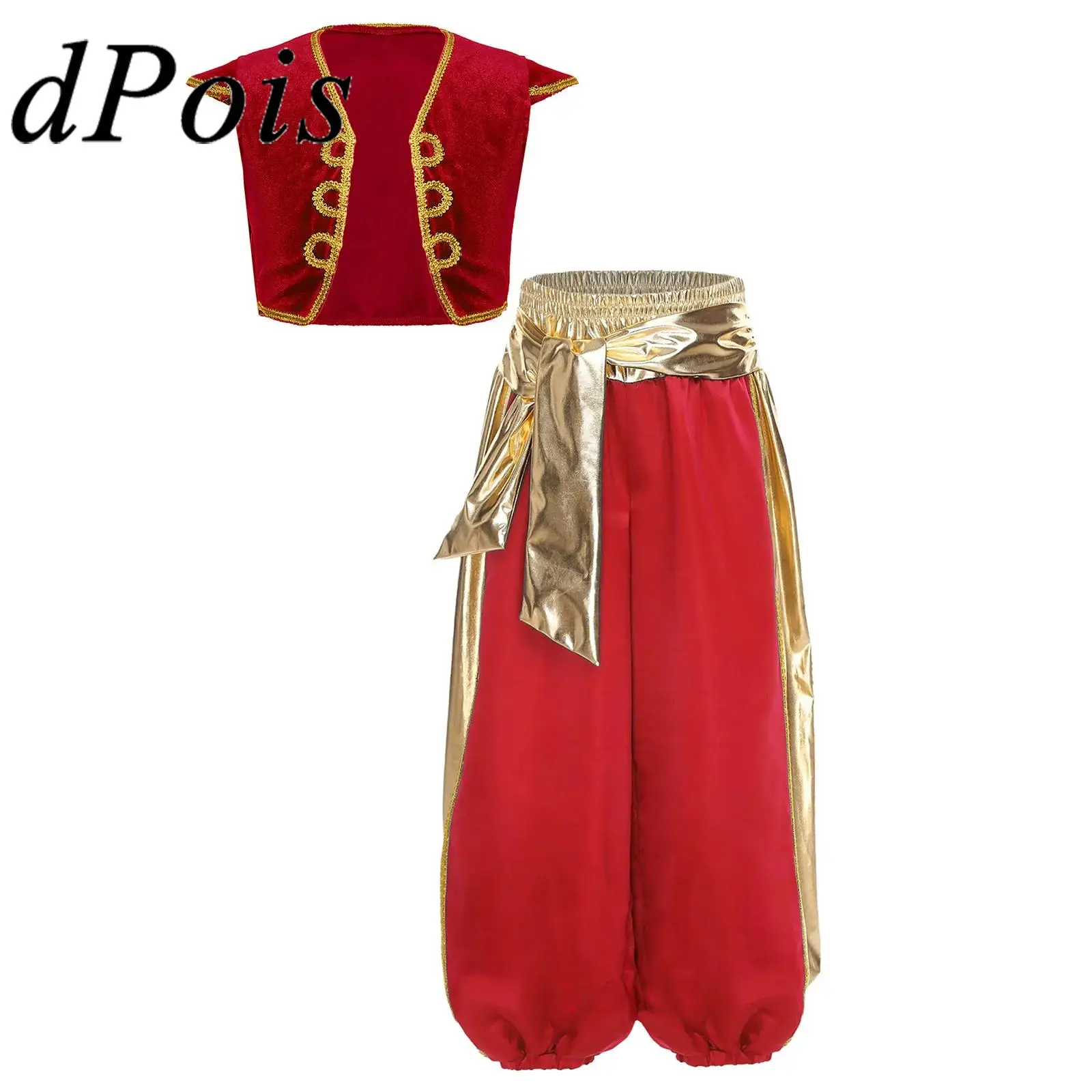 

Костюм арабского принца для мальчиков, комплект жилетов, шаровары, мифическая сказка, нарядное платье, наряд для выступления на Хэллоуин