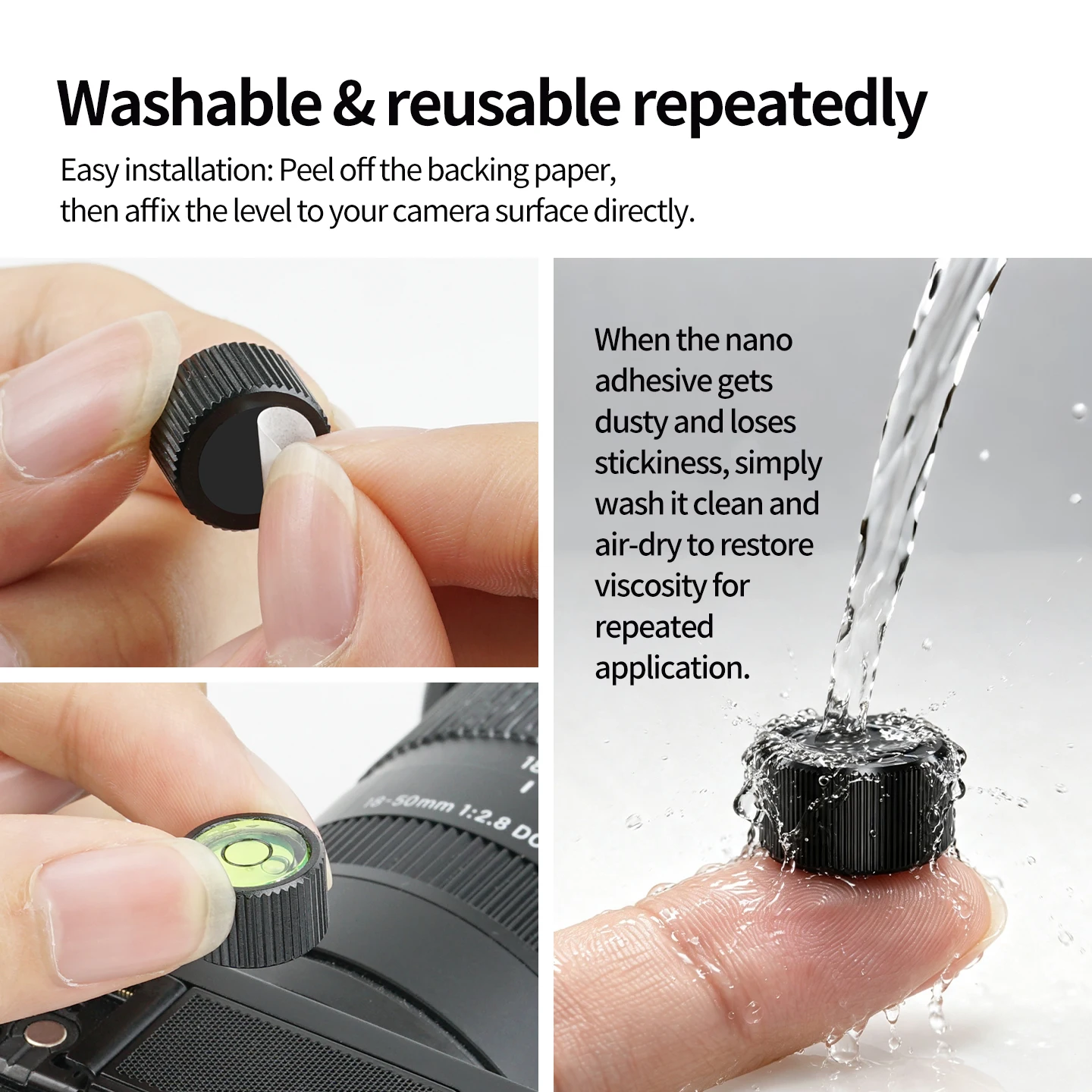 Magnetischer Klebeaufkleber mit 1/4-Zoll-Schraubbefestigung, runde Wasserwaage für GoPro, DJI Action-Kamera, DSLR, Handyhalterung, Vlog-Ausrüstung – Detail 5