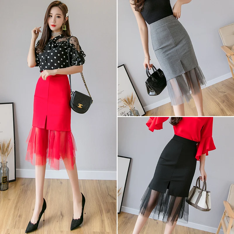 

Новая весенняя женская юбка А-силуэта средней длины с завышенной талией, трикотажная, с эффектом утягивания и дизайном «рыбий хвост»