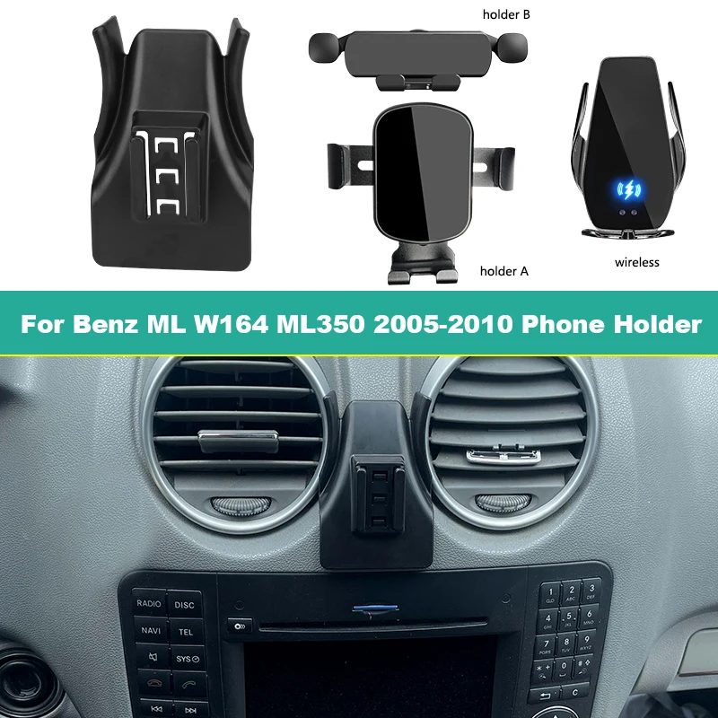 Car Mobile Phone Holder For Mercedes-Benz ML 350 W164 2005-2010 Gravity Navigation Bracket Wireless Charging Phone Holder