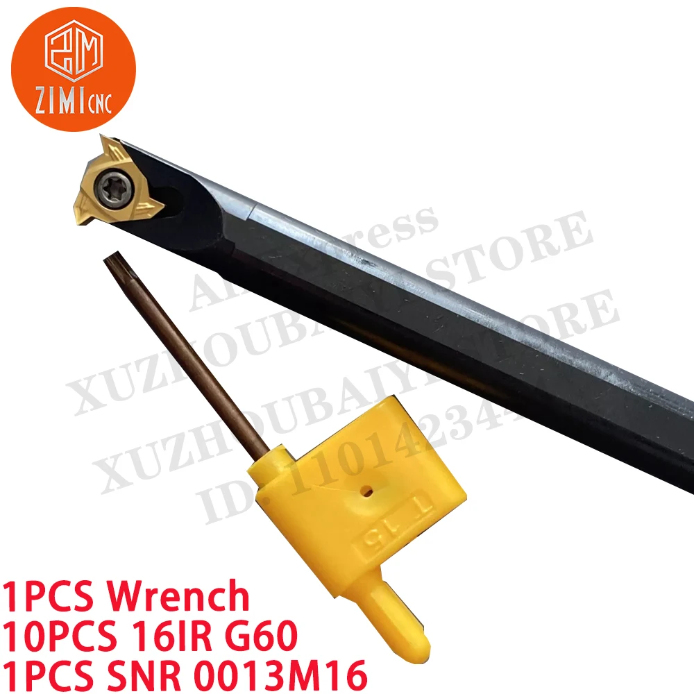 1 قطعة SNR0013M16 حامل أداة تثبيت الخيوط للمخرطة مقاس 13*150 مم + 10 قطع 16IR G60 حشوات كربيد مخرطة معدنية لأداة CNC أداة قطع ميكانيكية