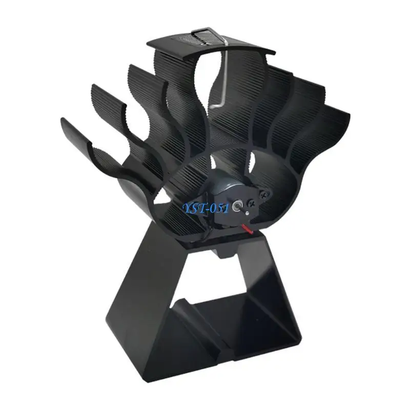 E15A 5-Blade موقد مروحة تعمل بالطاقة الحرارية للخشب فائقة الهدوء مع موقد ميزان الحرارة سجل الخشب للموقد الهادئ وتوفير كفاءة #1