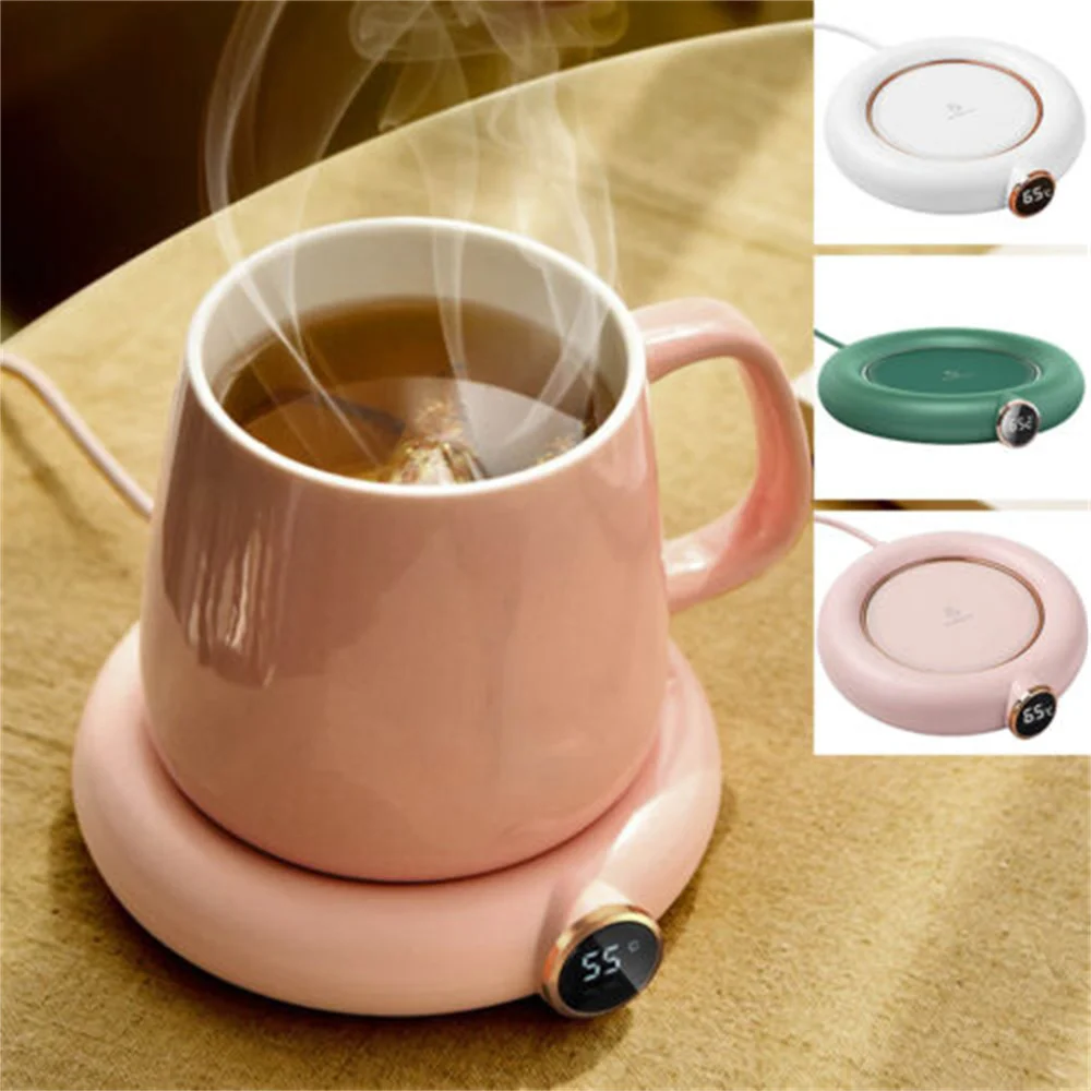 Portable USB Cup Warmer Coffee Mug Heating Coaster Smart Temperature Milk Tea Water Cup Heaters Heating Pad For Home Office Gift