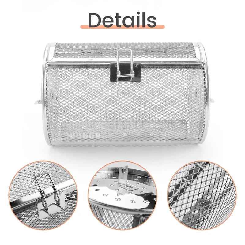 Stainless Steel Grill Roaster Drum Oven Basket Bakeware Oven Roast Baking Rotary Nuts Basket BBQ Grill Cooking Tool