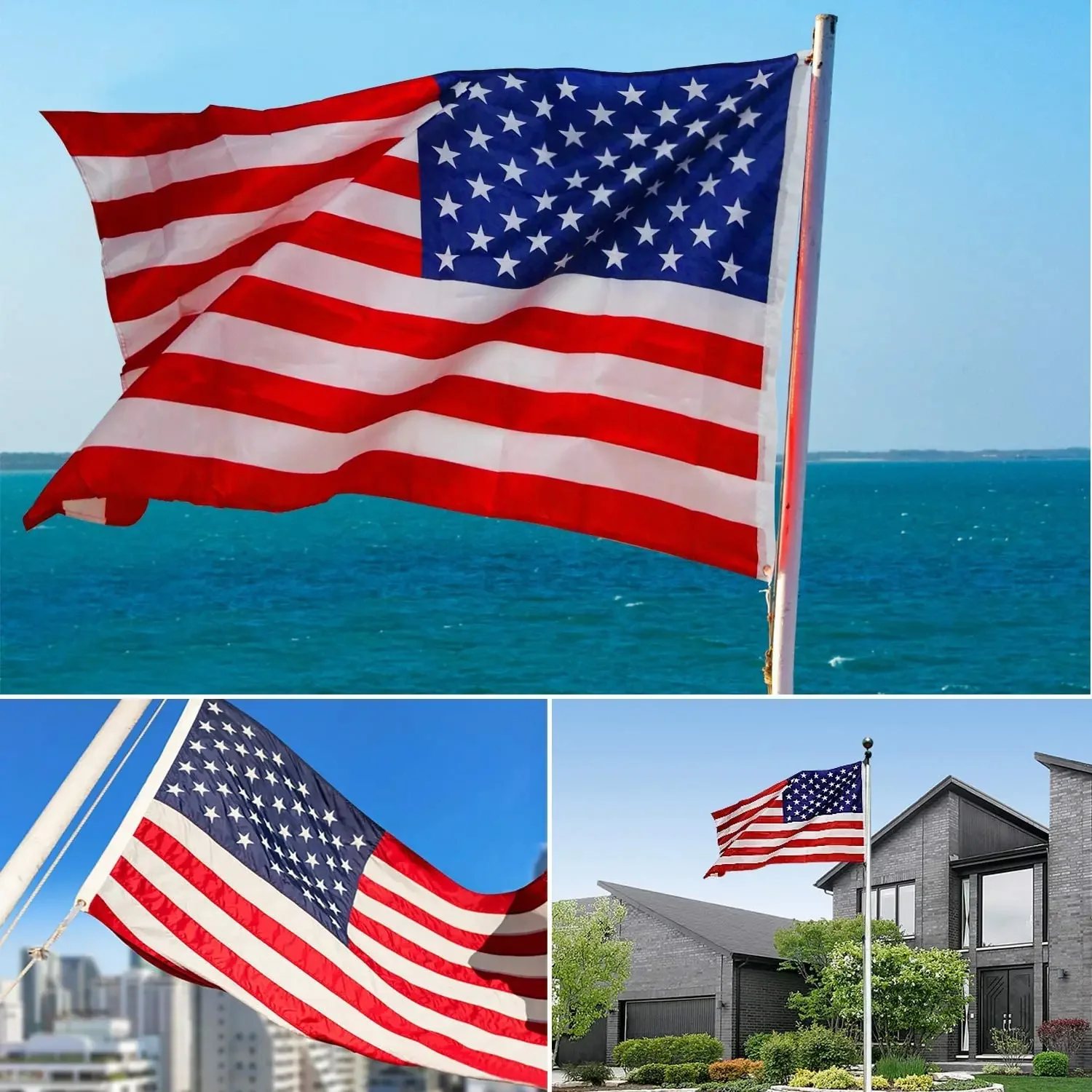 3x5 Foot USA National Flags American Party Bunting Flags American US Polyester Flag Decoration for Indoor Outdoor Football Car