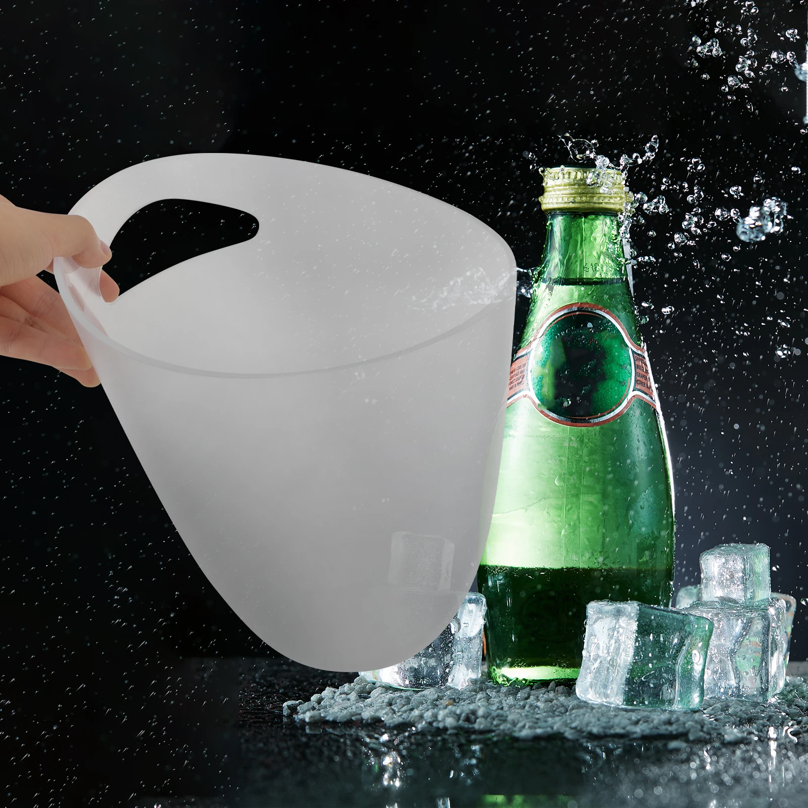 

Handheld Bucket Clear Plastic Large Capacity Drink Holder Party Storage Tub Basket Fruit Ice Bottle Beverage