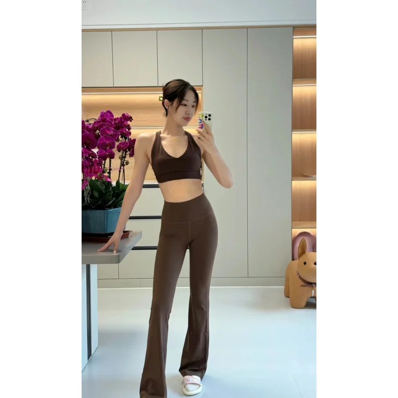 Women Flared Yoga Pants High Waist Stretch Slim Fit Bootcut Leggings Butt Lifting Workout Trousers Sexy Athletic Fitness Wear