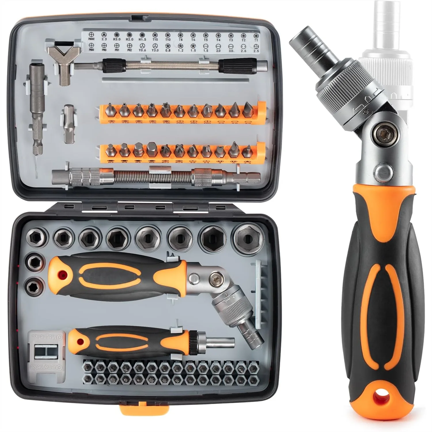 

68-in-1 Ratcheting Screwdriver Set, Compact Precision Tool Kit with Magnetic Bits for Electronics Home Repair