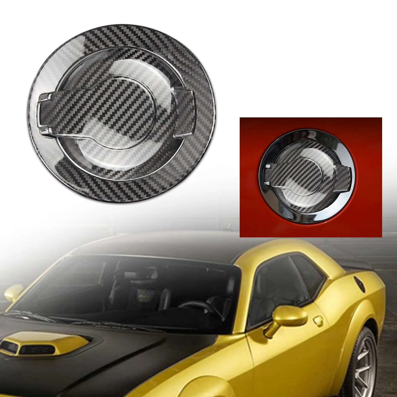 Real Carbon Fiber Door Gas Cap Fuel Filler Tank Cover For Dodge Challenger 2009-2020