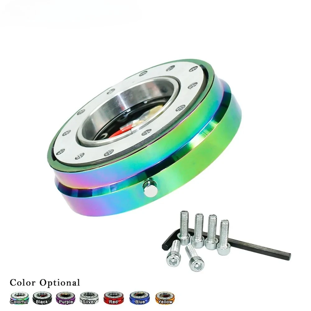 

Thin Version 6 Hole Steering Wheel Quick Release Hub Adapter Snap Off Boss kit Sliver/ Purple/Blue/Golden/Black/Red/Neo