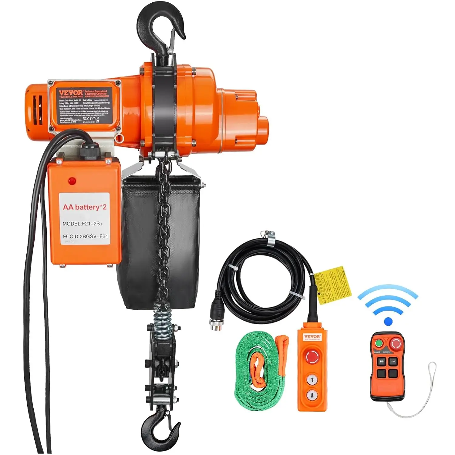 

Electric Chain Hoist 2200 lbs Load 20 ft Lifting Height 120V Single Phase Overhead Crane with Chain 328 ft Wireless 15 ft