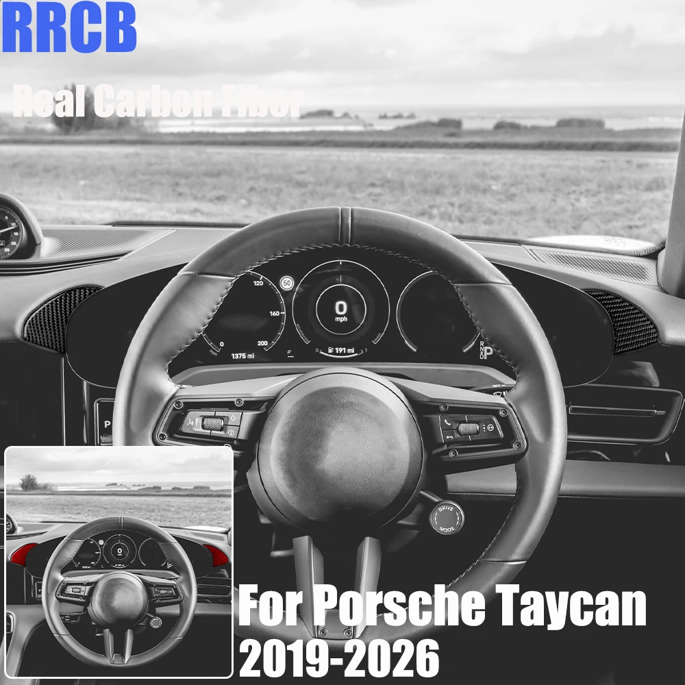 Real Carbon Fiber Car Accessories Speedometer Cover Soft Sticker For Porsche Taycan 2019 2020 2021 2022 2023 2024 2025 2026