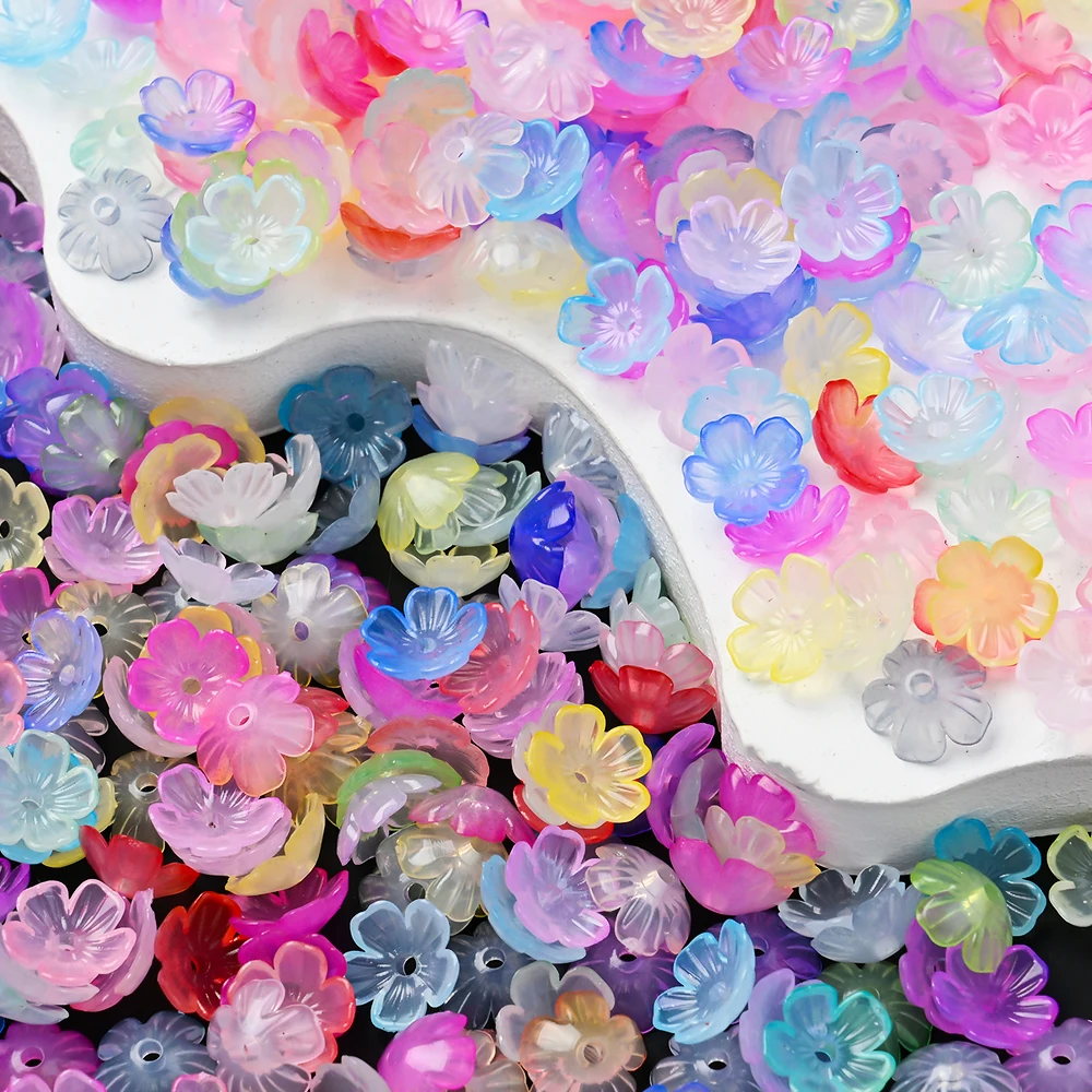 600 Stück Transparente Bunte Acryl-Blumenperlen Blumen-Abstandhalterperlen für DIY Schmuckherstellung Perlenarmband Halskette Zubehör – Detail 8