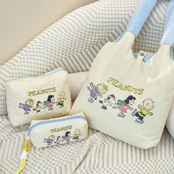 Kawaii Snoopy Portable Handbag Large Capacity Shoulder Bag Versatile Double Sided Backpack Tote Bag Pencil Case Girls Toys Gift