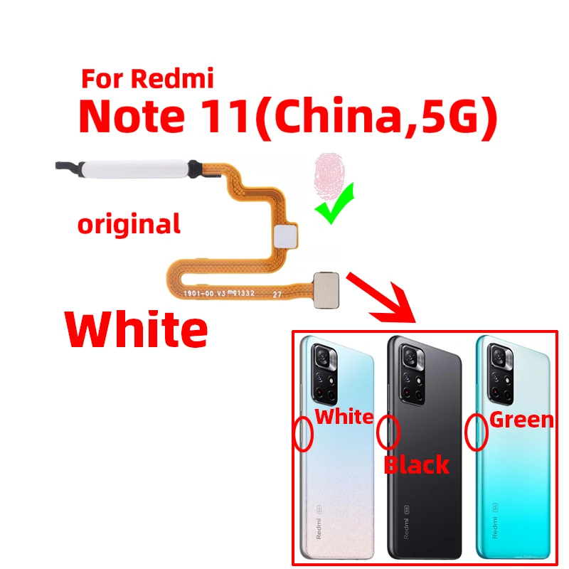 Original For Xiaomi redmi note 11 china 5G Fingerprint Sensor Home Return Key Menu Power Button Flex Ribbon Cable