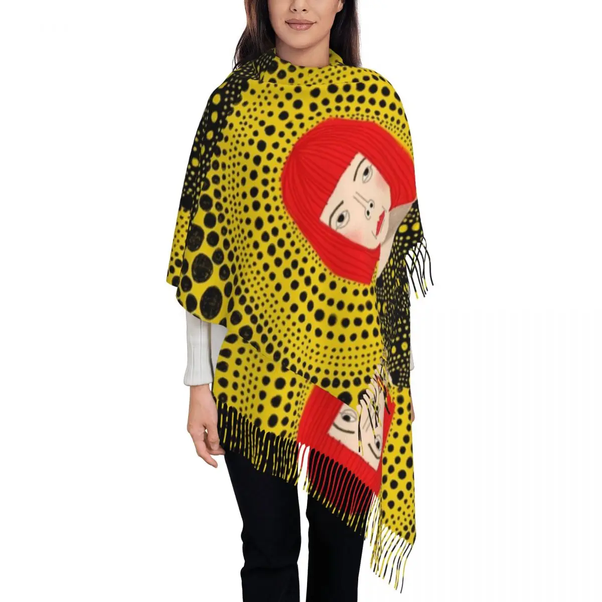 

Yayoi Kusama Mystery Shawl Wraps for Ladies Winter Long Soft Scarf Japanese Artist Neckerchief Shawl Scarves