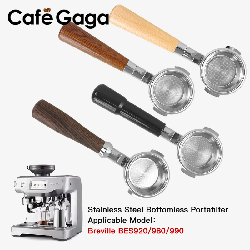 58mm Bottomless Portafilter For Breville BES920 980 990 Stainless Steel Naked Coffee Handle With Filter Basket Barista Tools