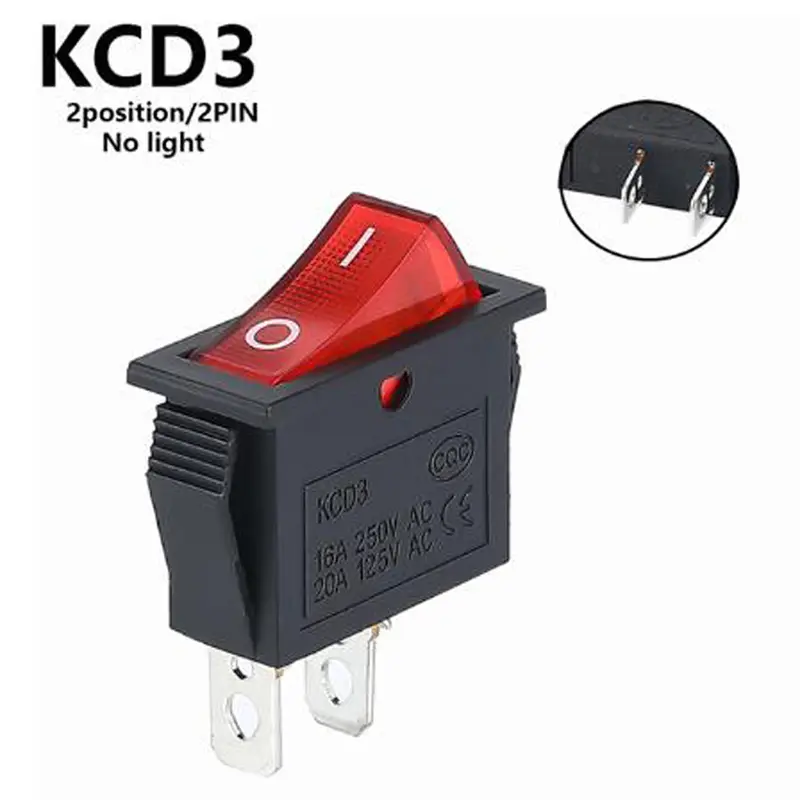 1PCS KCD3 Rocker Switch ON-OFF ON-OFF-ON 2 Position 3Pins Electrical equipment With Light Power Switch 16A 250V / 20A 125V AC - Image 9