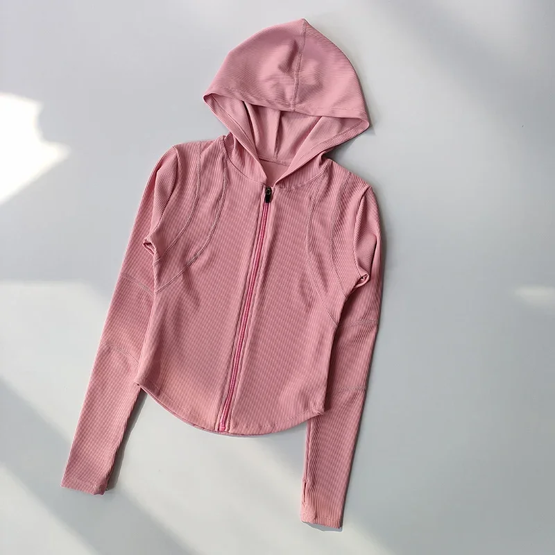 سترة يوجا نسائية بغطاء للرأس وأكمام طويلة معطف رياضي للجري في صالة الألعاب الرياضية والملابس الترفيهية والتمارين #6