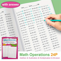 Math Workbook for Grade 3-4 Mixed Operations with Answers, Addition, Subtraction Multiplication Division Practice Tests Book