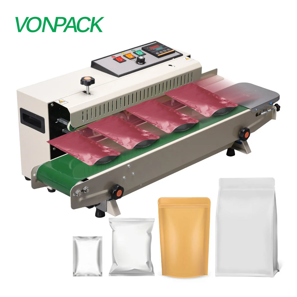 VONPACK FR-900 أكياس بلاستيكية أفقية أوتوماتيكية ماكينة سدادة حرارية ماكينة سدادة الشريط المستمر لأغذية المطبخ الصناعي