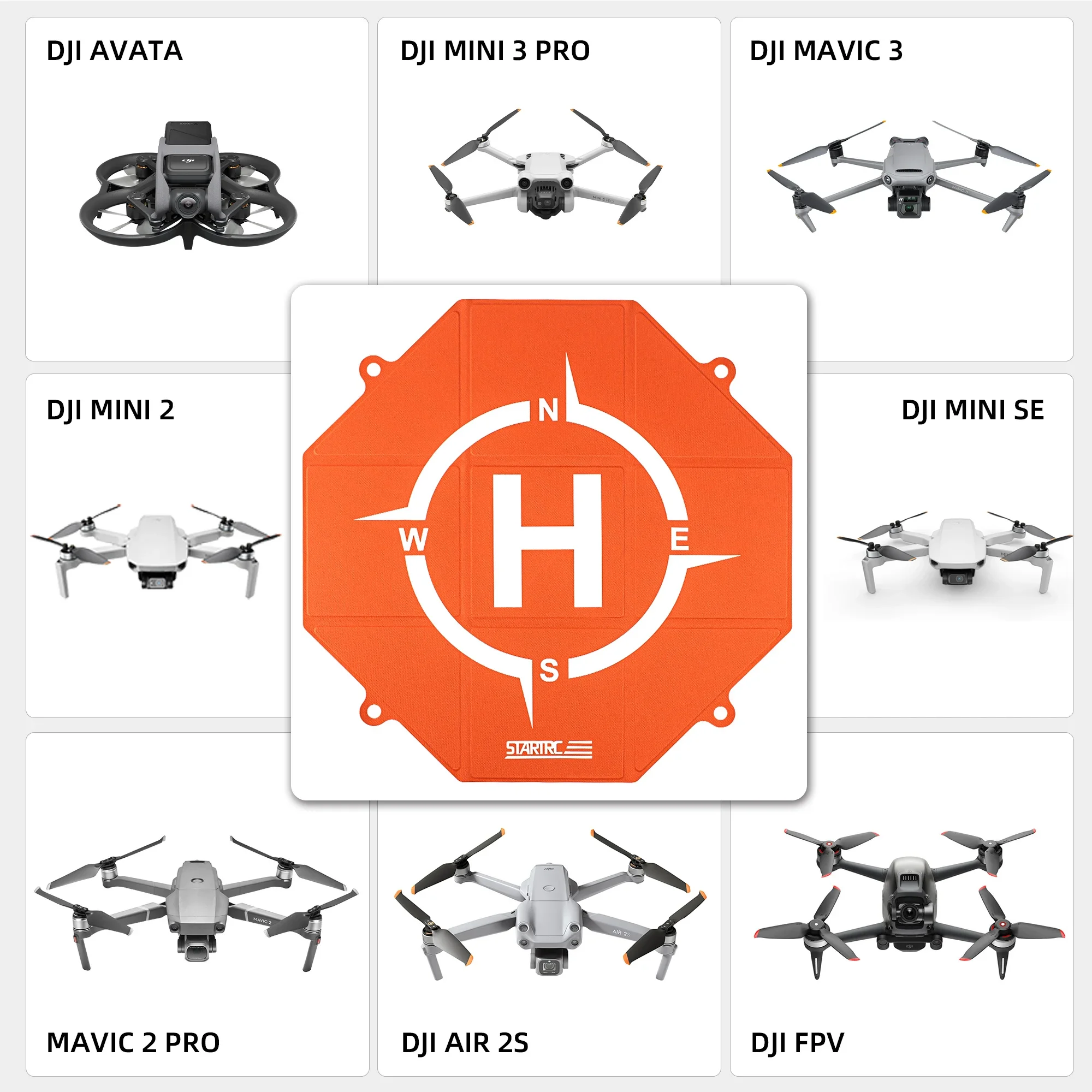 Bantalan pendaratan Universal untuk DJI Air 3/Mavic 3 Pro/Mini 3 2/Air 2S/ FPV Avata 2 PU kulit lipat cepat Helipad 20In