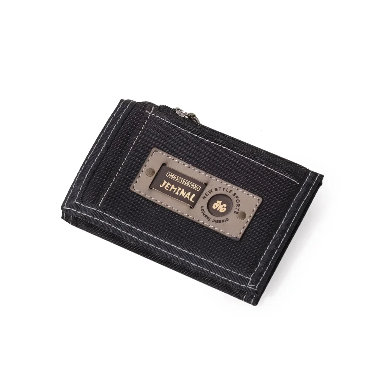 Teens Nylon Trifold Casual Gray Wallet for Male Men Women Young Novelty Money Bag Purse Zipped Coin ID Card Holder Pocket