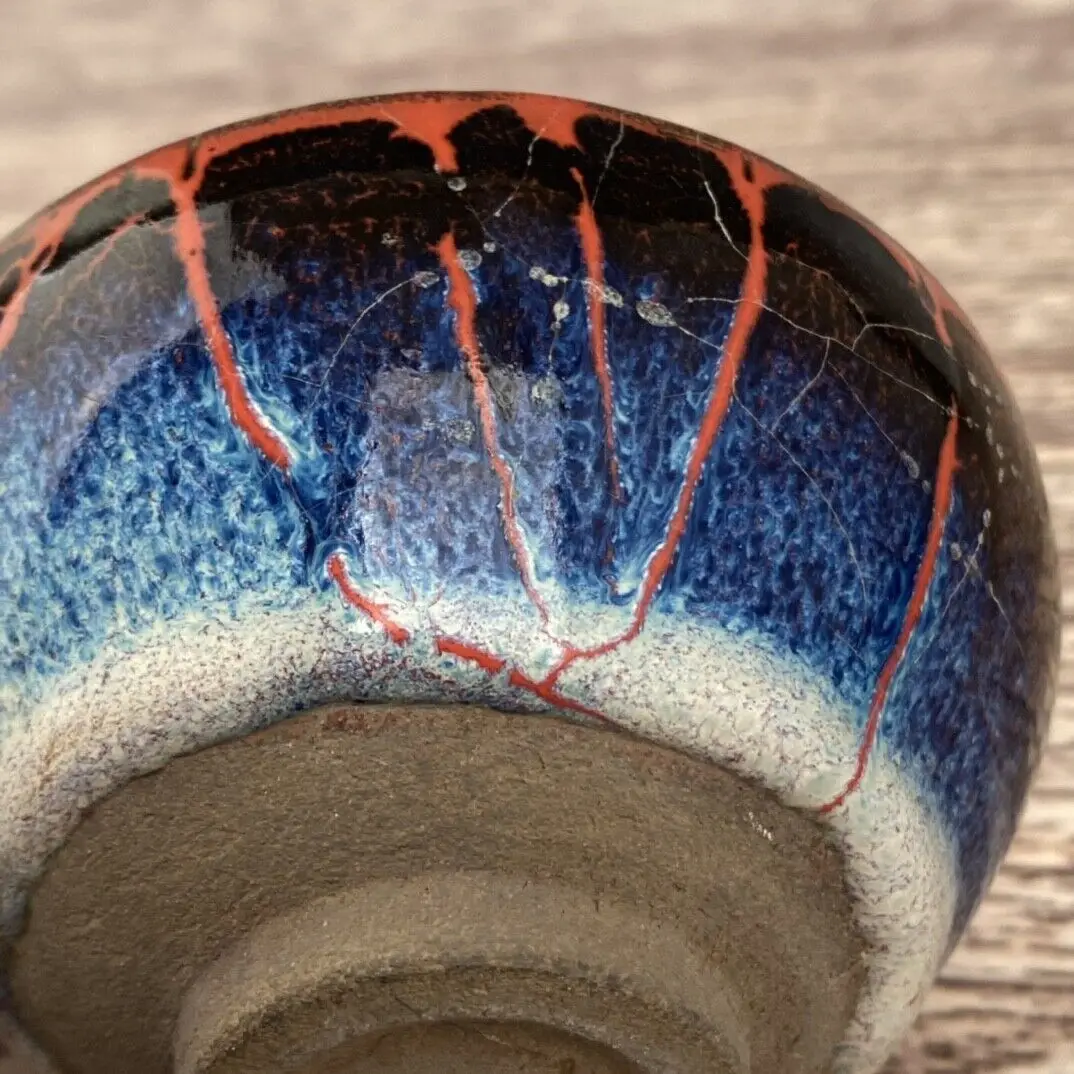 3.7 "الصين العتيقة سلالة سونغ الخزف جيانشان علامة وعاء الشاي الأزرق فامبي