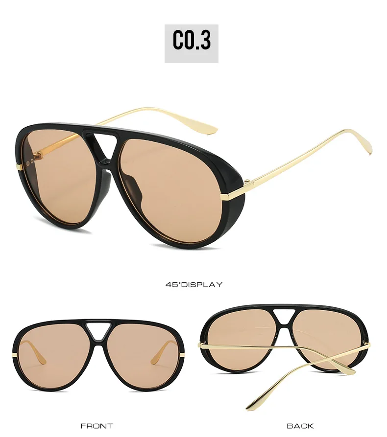 Mode Pilot frauen Sonnenbrille Neue Übergroßen Punk Marke Designer Sonnenbrille Trendy Street Metall Doppel Brücke Shades Brillen – Detail 8