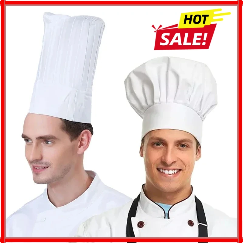 Men Kitchen Elastic Cap Hotel Restaurant Kitchen Chef High Hats Catering Serve Bakery Cake Shop Breathable Cook Medium Hat