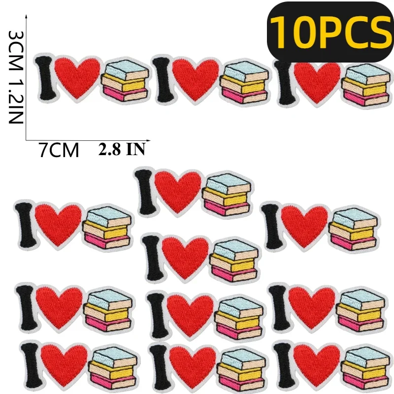 10/12PCS WholesaleCute Reading Book Slogan Patches, Funny Reader Iron on Appliques for Laptop Bag DIY Sewing Supplies