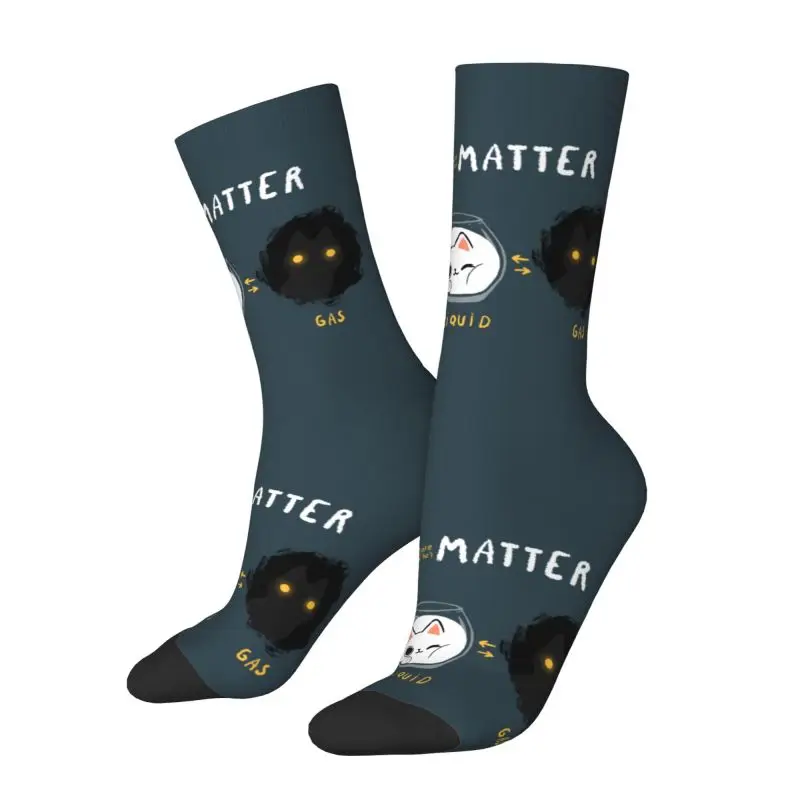 Custom Cats Matter Funny Science Kitty Physics Cat Men Women Crew Socks Unisex Fun Spring Summer Autumn Winter Dress Socks