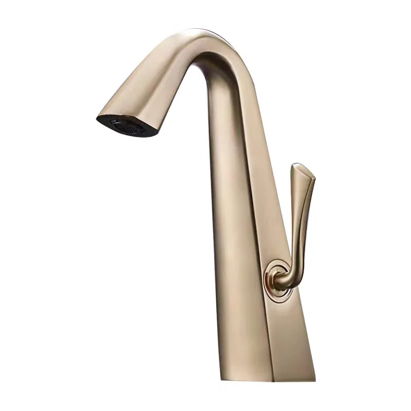 

All-copper brushed gold hot and cold faucets, bathroom hand washbasins, bathroom counters