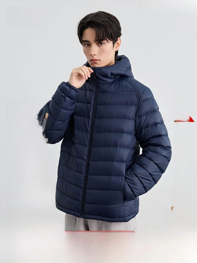 

Мужская легкая пуховая куртка с капюшоном, весна 2026, для активного отдыха, из нейлона, с наполнителем из перьев, художественный дизайн, стандартный крой, повседневная, спортивная