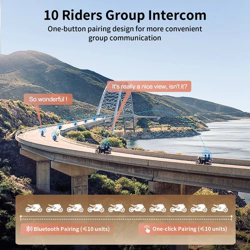 Imagen 2 del producto Fodsports FX8 Pro Motocicleta Bluetooth Intercomunicador Casco Auriculares 8 Rider 2000M Interfono,Música Compartir,Radio FM