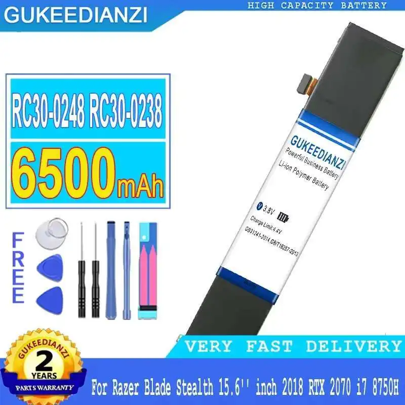 

Laptop Battery 6500Mah RC30-0248 RC30-0238 Reliable Replacement For Razer Blade Stealth 15.6'' Inch 2018 Rtx 2070 I7 8750H