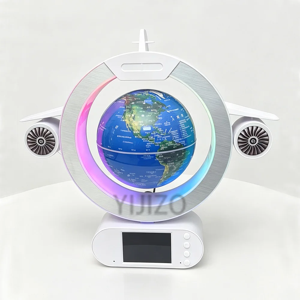 Desktop trinket Magnetic Levitation Rotation  Globe Model with Spaceship Base Model  Birthday Gift Festival Gift