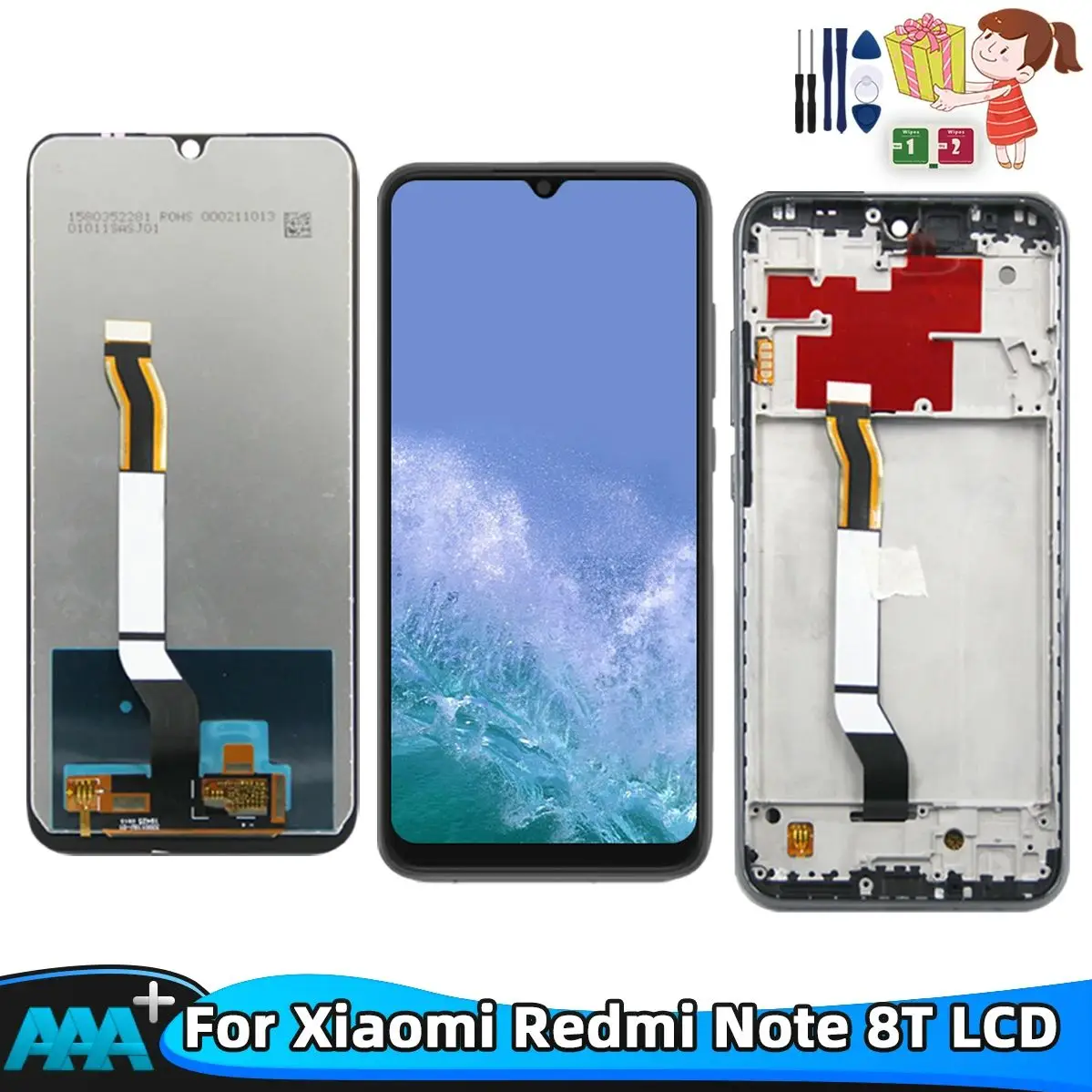 LCD For Xiaomi Redmi Note 8T Display Touch Screen Digitizer Assembly Replacement For Xiaomi Redmi Note 8T With Frame Back Cover