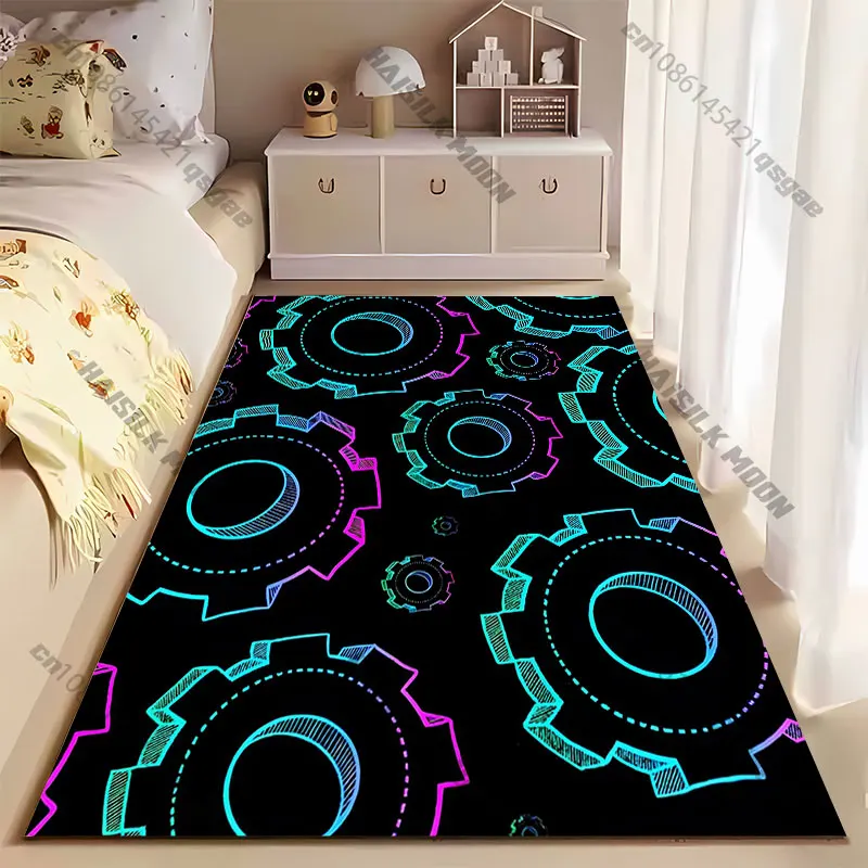 Colorful interlocking mechanical gears carpet Yoga living room room decor children's crawling mat doormat area rug