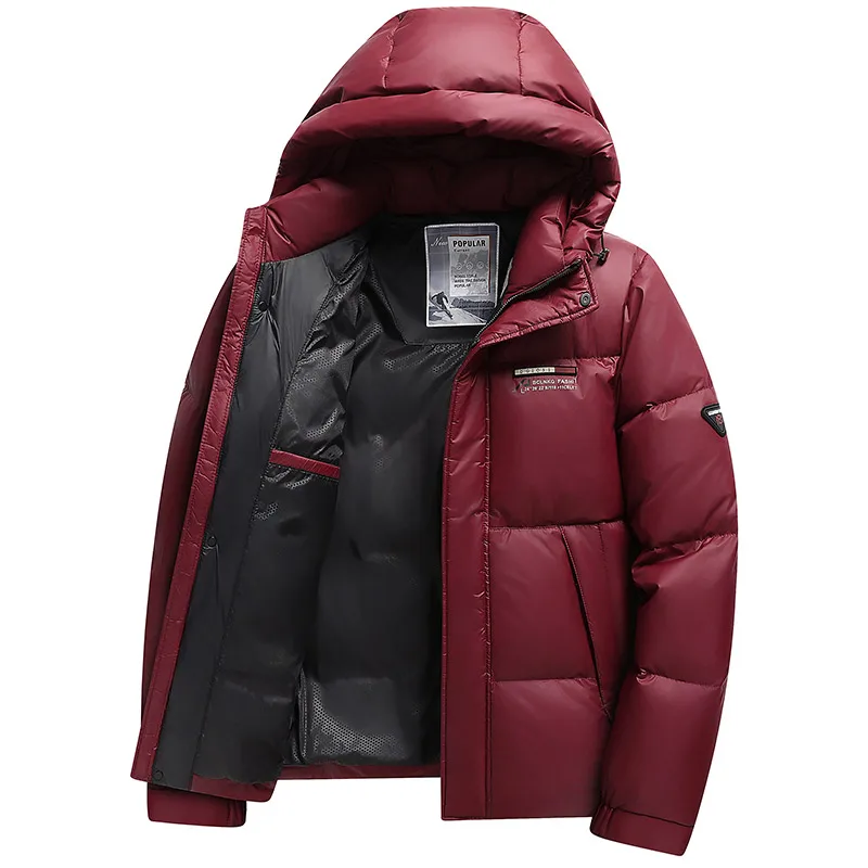 Winter New Warm Down Jacket Men's Fashion Short Down Coat Outdoor Light Waterproof White Duck Down Hooded Parka