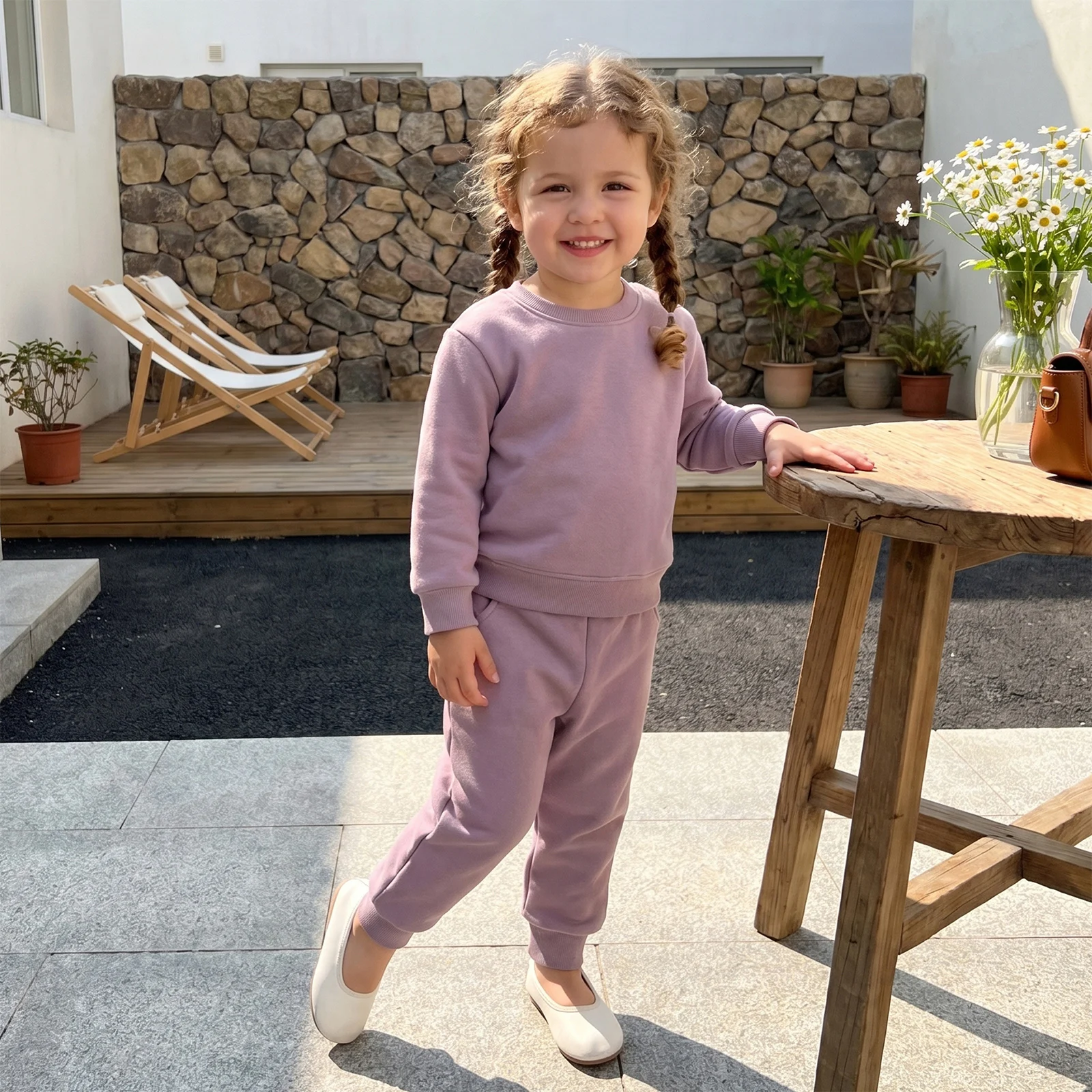 Toddler Baby Winter Fleece Lined Outfit Long Sleeve Sweatshirt and Pants