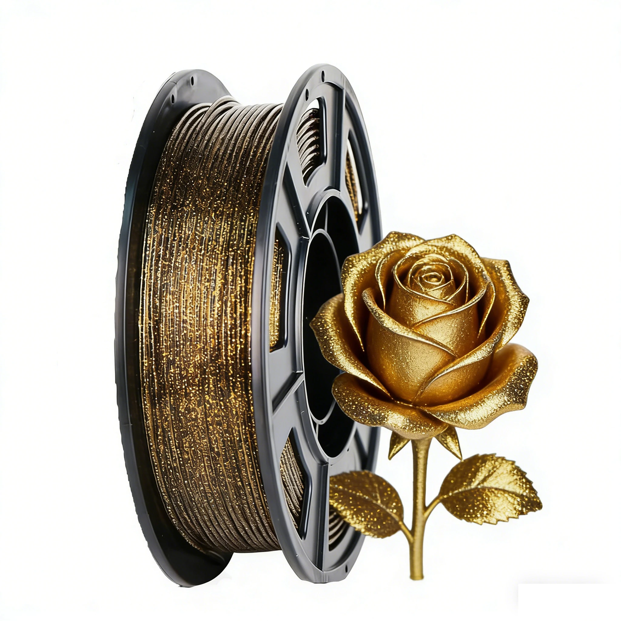 3D Printer Filament Galaxy Glitter PLA Filament 1.75mm 3D Printing Filament, Valentine's Gift, Black Glitter Gold, 250g, Spool