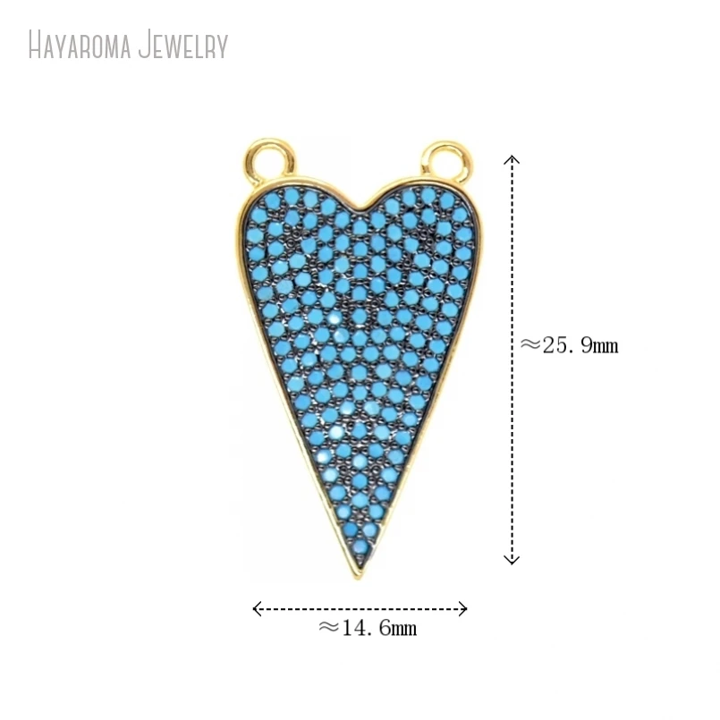 

5Pcs Wholesale Gold Color Pendant Hearts Heart Shape Point Invisible Setting Copper Metal Cubic Zirconia Charms