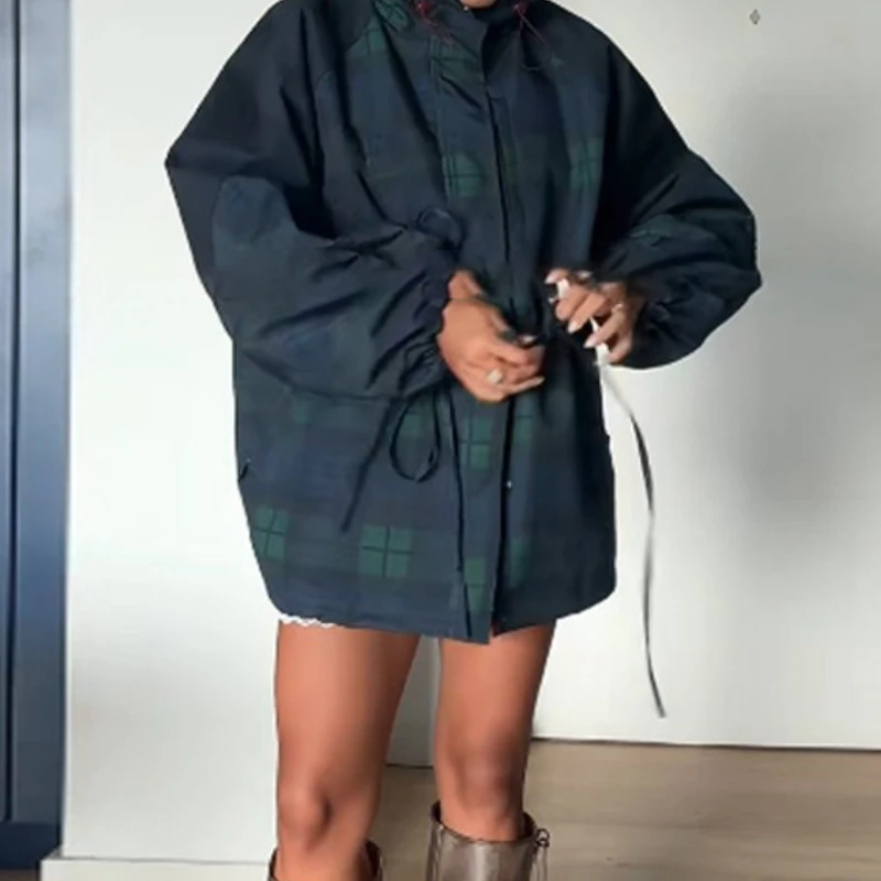 2025 Autumn New Personalized Versatile Hooded Drawstring Waist Jacket Outerwear Trendy Top