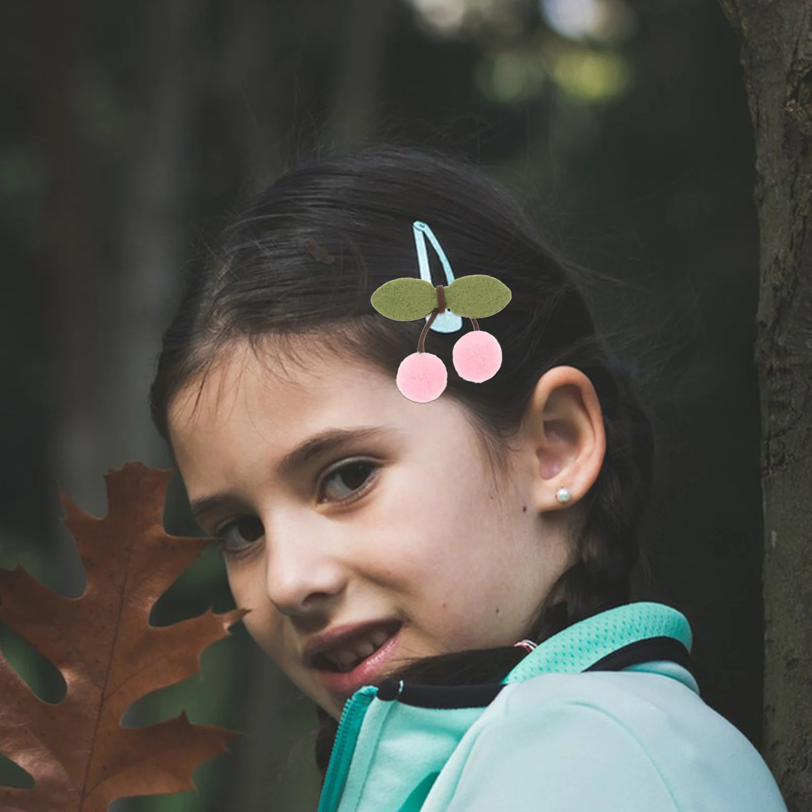 

10Pcs Cherry Hair Clips Cute Embroidery Appliques for DIY Hairpin Accessories Fashion Styling Set Red Pompom Hair Ties