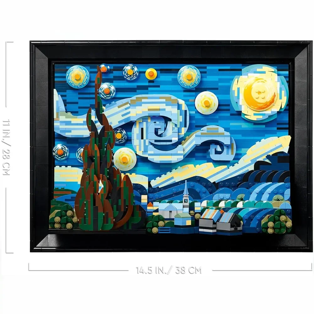 New World Masterpiece Vincent Van Gogh Pixel Painting Starry Night Building Block Brick Creative Decorative 21333 Model Toy Gift