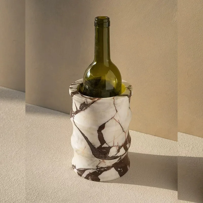 Italian romantic natural marble ice bucket designer villa model room large-sized entrance hall living room creative vase