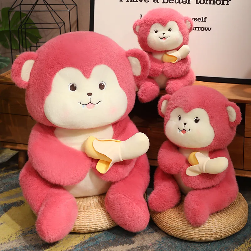 23-45cm Creative Pink Banana Monkey Plush Toys Kawaii Stuffed Animal Soft Funny Kids Accompany Dolls Pillow for Girls Gift Decor